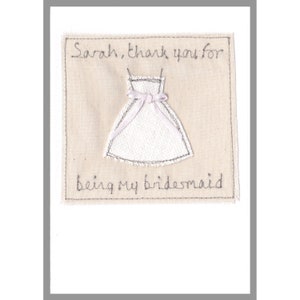 Personalised Embroidered Thank You Card For Bridesmaid, Flower Girl, Maid Of Honour Will You Be My Bridesmaid Card Bridesmaid Dress Card image 7