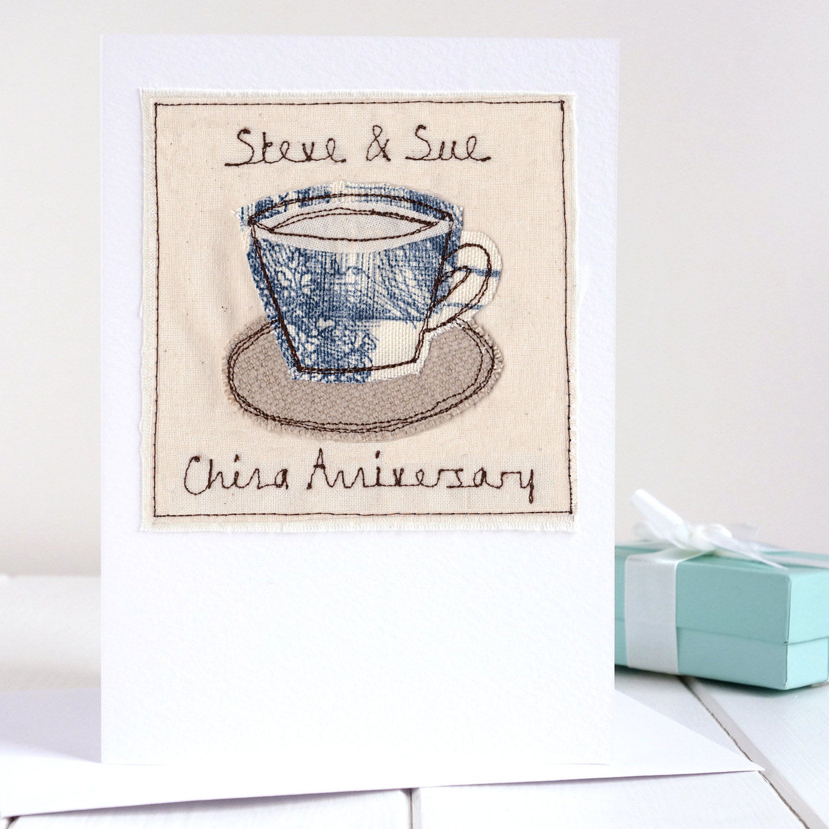 Personalised Embroidered Tea Cup Card Teacup Birthday Card Etsy UK