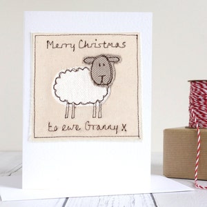 Carte personnalisée mouton brodée pour Noël, Pâques, Saint-Valentin, anniversaire, Merci, Fête des Mères - Carte J'aime la brebis