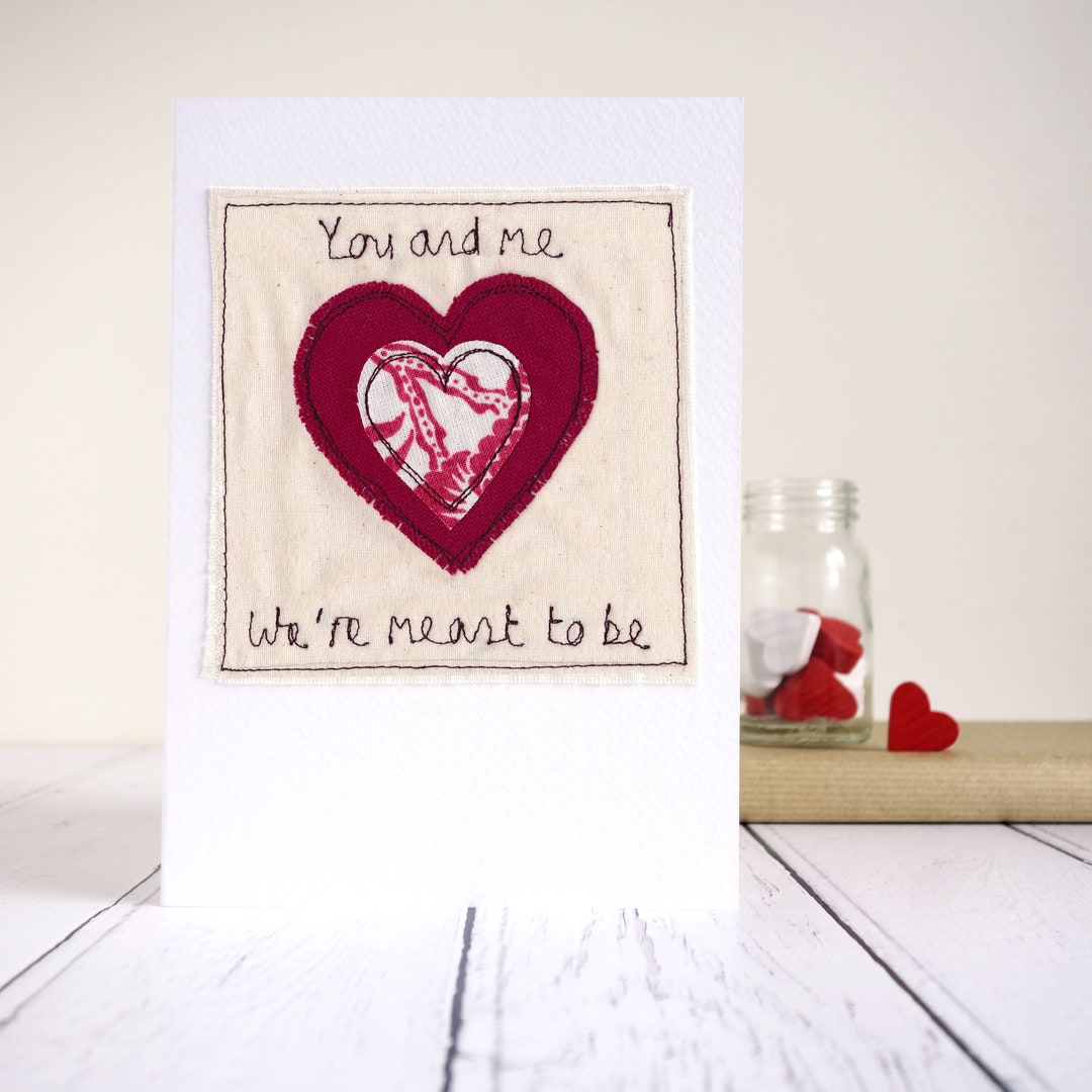 Personalised Embroidered Love Heart Card Romantic Valentine's Day Card ...