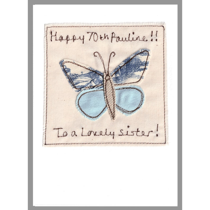 Personalised Embroidered Butterfly Card For Birthday, Mother's Day, Baby Shower, Thank You Birthday Card For Girls, Mum, Grandma, Daughter image 4