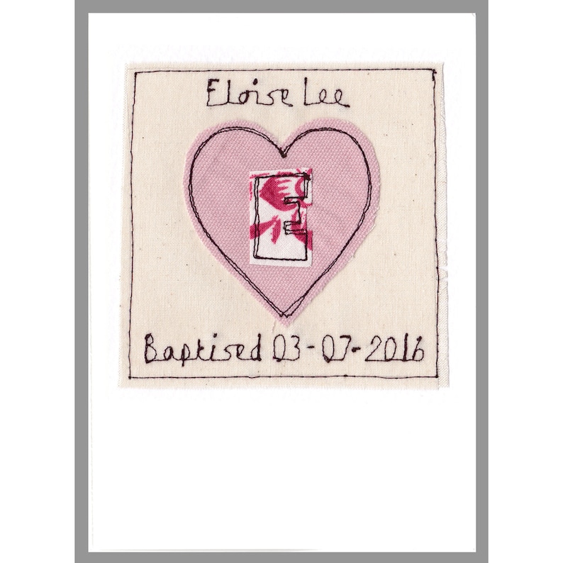 New Baby Girl Card Girls Birthday Card Personalised Initial Heart Card Pink Heart Card Girls Christening Card Naming Day Card