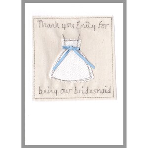 Personalised Embroidered Thank You Card For Bridesmaid, Flower Girl, Maid Of Honour Will You Be My Bridesmaid Card Bridesmaid Dress Card image 3