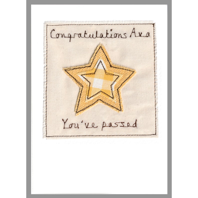 Personalised Embroidered Star Well Done Card Congratulations Card For Passing Exams, Graduation, New Job, Qualifying You're A Star Card image 6