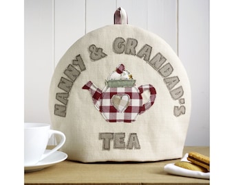Acogedor de té bordado personalizado - Cubierta de tetera roja - Regalo acogedor de té Mr And Mrs - 2.o algodón, 4.o lino, 40.o regalo de aniversario de boda de rubí