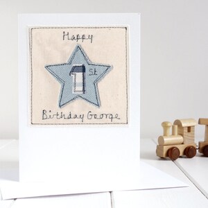 Étoile brodée personnalisée 1er anniversaire pour garçon, fils, petit-fils, filleul, neveu, frère - première carte de fête des pères pour papa, papa, grand-père