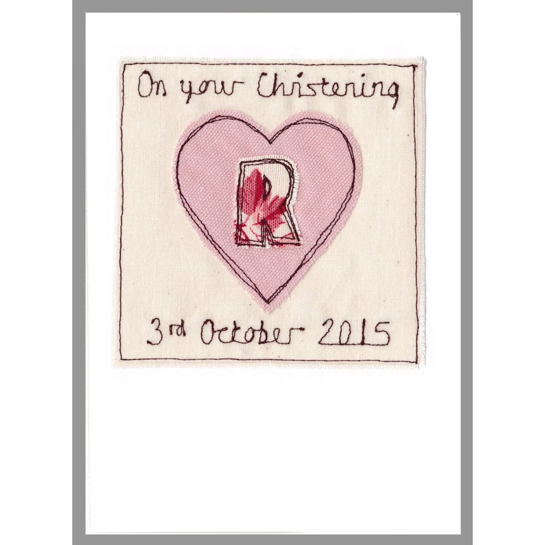 New Baby Girl Card Girls Birthday Card Personalised Initial Heart Card Pink Heart Card Girls Christening Card Naming Day Card