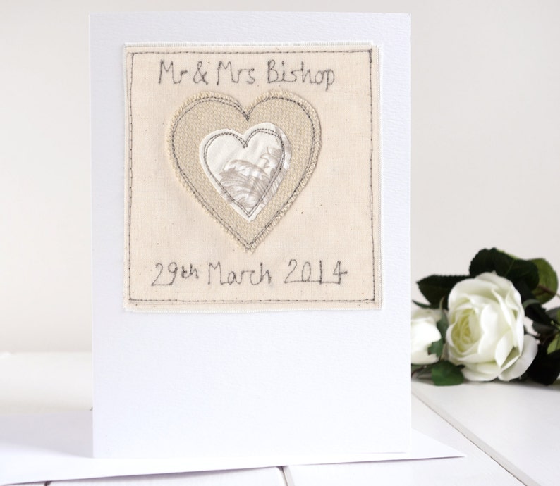 Linen 4th Anniversary Engagement Card Cotton 2nd Anniversary Wedding Anniversary Card Personalised Heart Wedding Card