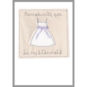 Personalised Embroidered Thank You Card For Bridesmaid, Flower Girl, Maid Of Honour Will You Be My Bridesmaid Card Bridesmaid Dress Card image 4