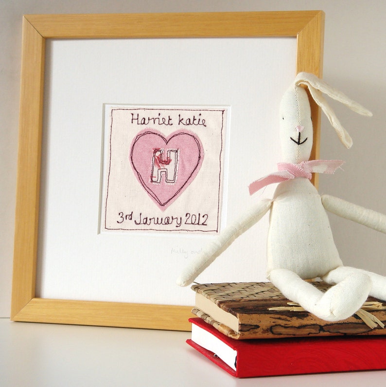 New Baby Girl Card Girls Birthday Card Personalised Initial Heart Card Pink Heart Card Girls Christening Card Naming Day Card