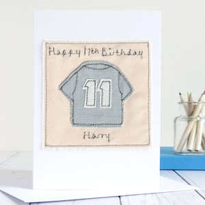 Cartão de aniversário de camisa de futebol bordado personalizado para filho, pai, avô, neto, tio, sobrinho, menino, menina - Cartão de dia dos pais do futebol