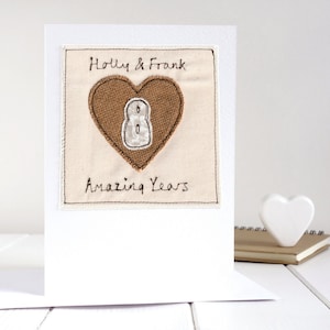 Cartão de aniversário de casamento em bronze bordado personalizado - Cartão de 8º ou 19º aniversário para esposa ou marido - Cartão de 8 ou 19 anos de casamento