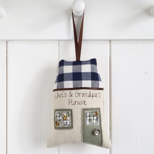 Personalised Embroidered Hanging House Decoration New Home Housewarming Gift House Name Sign First Home Keepsake Gift Lavender Bag image 7