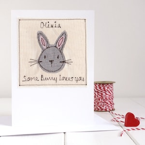 Carte personnalisée lapin brodée pour anniversaire de mariage, Saint-Valentin, Pâques, fête des mères - Carte Certains lapins t'aime