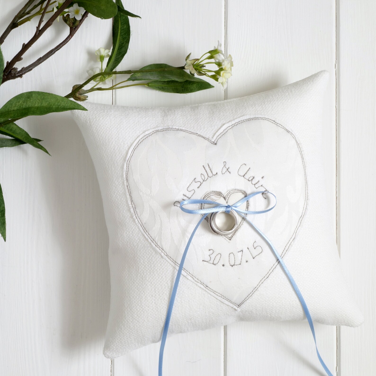 Personalised Wedding Ring Pillow Embroidered Wedding Ring Etsy