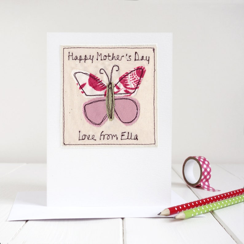 Personalised Embroidered Butterfly Card For Birthday, Mother's Day, Baby Shower, Thank You Birthday Card For Girls, Mum, Grandma, Daughter image 9