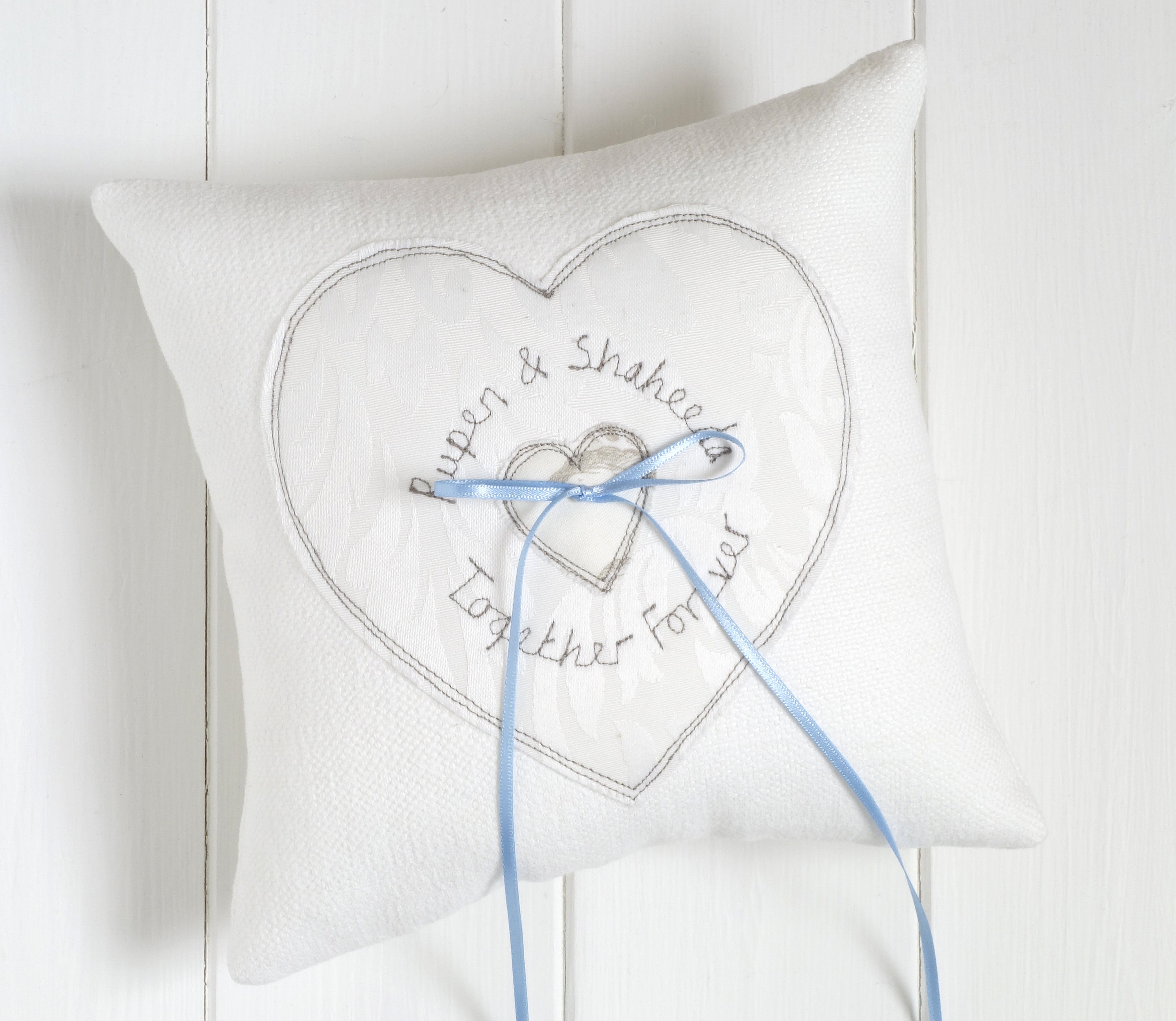 Personalised Wedding Ring Pillow Embroidered Wedding Ring Etsy