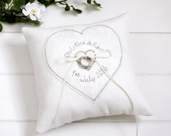 Personalised Embroidered Wedding Ring Pillow - Wedding Ring Cushion - Ring Bearer Pillow - Wedding Ring Holder - Something Blue For Bride