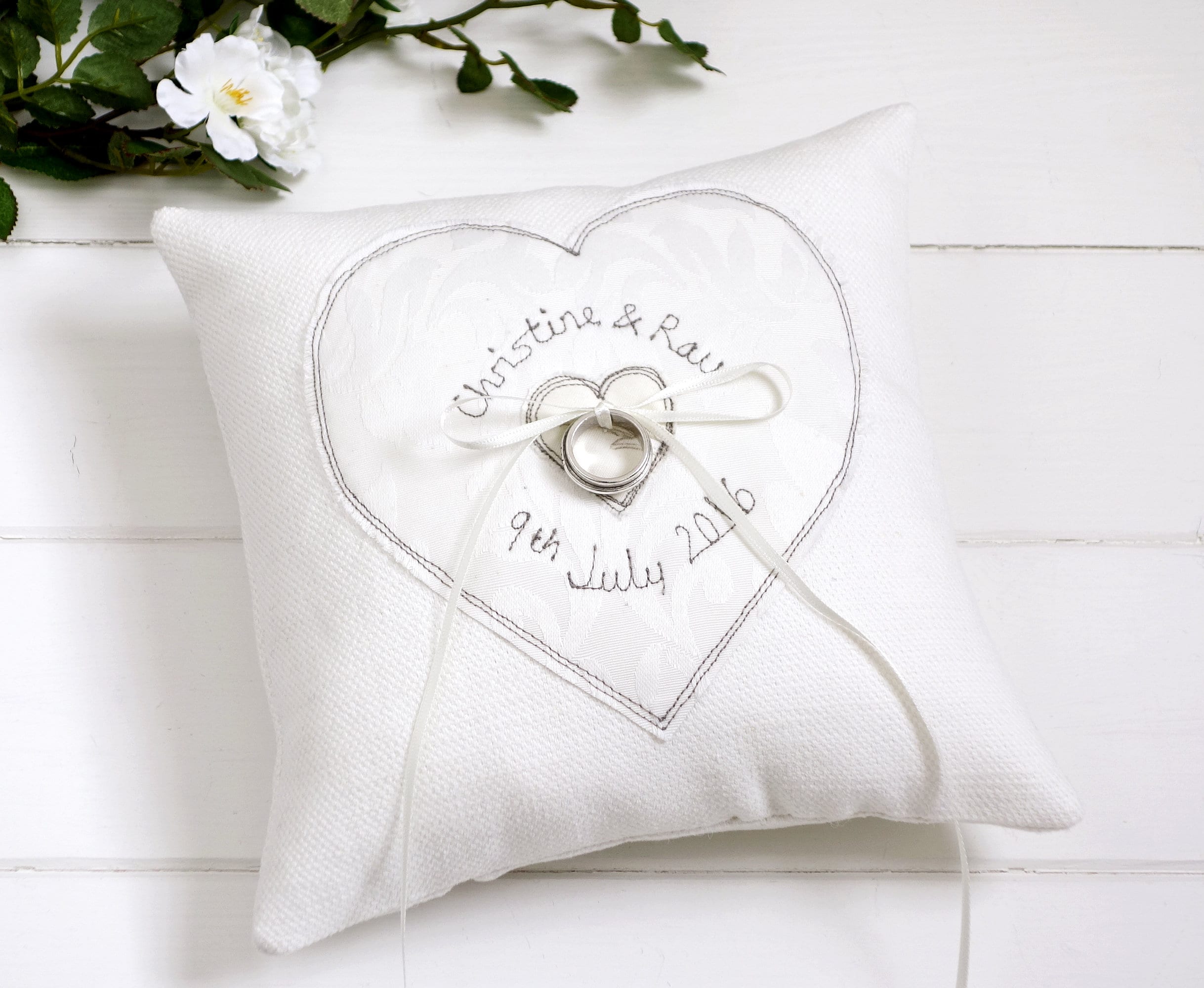 Handmade | Wedding Ring Cushions | Pillows | Wedding | Ivory | White |  Butterfly - Helia Beer Co