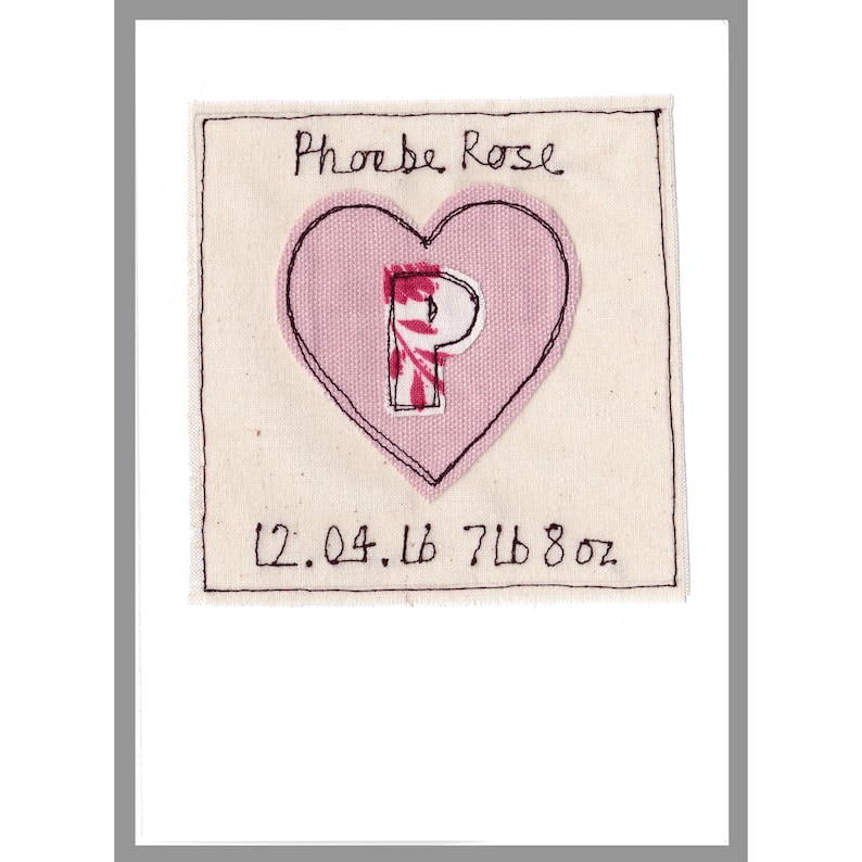 New Baby Girl Card Girls Birthday Card Personalised Initial Heart Card Pink Heart Card Girls Christening Card Naming Day Card