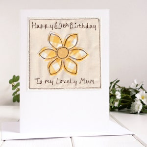 Carte jonquille brodée personnalisée pour anniversaire, Pâques, fête des mères - carte de fleur de naissance de mars - carte d'amitié florale - carte de remerciement