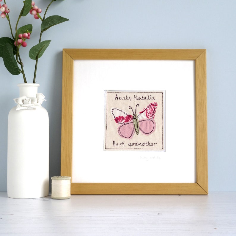 Personalised Embroidered Butterfly Card For Birthday, Mother's Day, Baby Shower, Thank You Birthday Card For Girls, Mum, Grandma, Daughter image 5