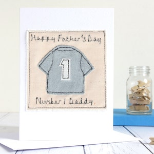 Cartão de aniversário de camisa de futebol bordado personalizado para filho, pai, avô, neto, tio, sobrinho, menino, menina - Cartão de dia dos pais do futebol