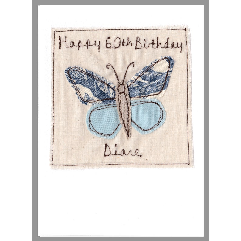 Personalised Embroidered Butterfly Card For Birthday, Mother's Day, Baby Shower, Thank You Birthday Card For Girls, Mum, Grandma, Daughter image 2