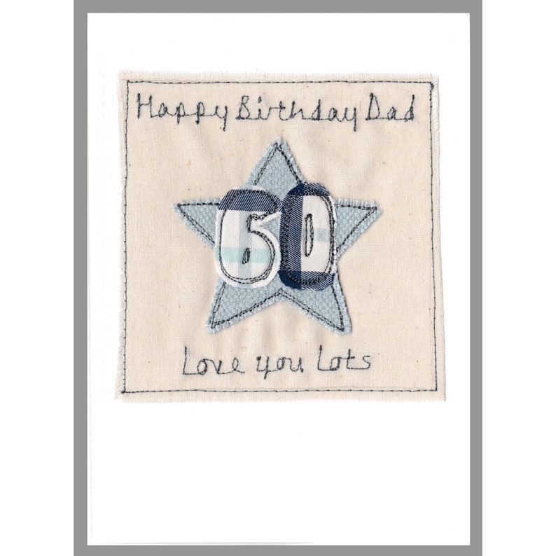 Personalised Embroidered Special Age Birthday Card For Him Star Birthday Card For 1st 18th 21st 30th 40th 50th 60th 70th 80th 90th 100th image 3