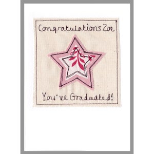 Personalised Embroidered Star Well Done Card Congratulations Card For Passing Exams, Graduation, New Job, Qualifying You're A Star Card image 2