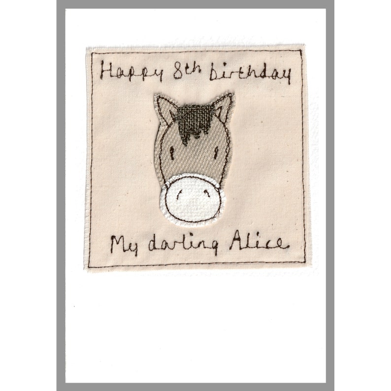 Personalised Embroidered Horse Card Pony Birthday Card For Girl Or Boy Birthday Card From The Horse Horse Lovers Card Thank You Card image 4