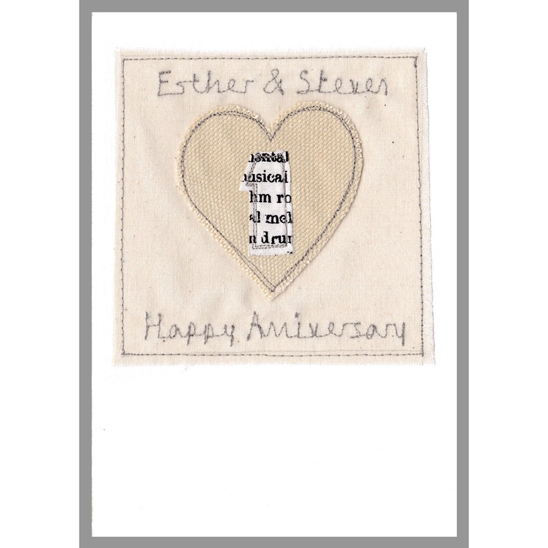 Personalised Embroidered 1st Wedding Anniversary Card Paper Anniversary Card For Husband, Wife, Couples First Year Anniversary Card image 4