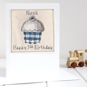 Carte d'anniversaire personnalisée petit gâteau brodée pour lui - Carte d'anniversaire gâteau pour garçon - 1er 18e 18e 21e 30e 40e 50e 60e 70e 80e 90e 100e