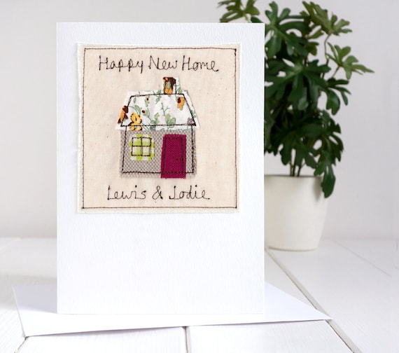 Personalised Embroidered New Home Card - Housewarming Card - New House Card - Moving House Card - First Home Together Card - Home Sweet Home