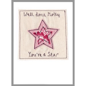 Personalised Embroidered Star Well Done Card Congratulations Card For Passing Exams, Graduation, New Job, Qualifying You're A Star Card image 7