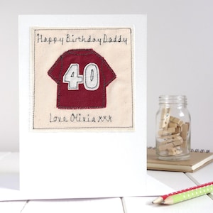 Tarjeta de cumpleaños de fútbol bordada personalizada para papá, abuelo, hijo, nieto, niño, hija - Tarjeta del Día del Padre con fútbol