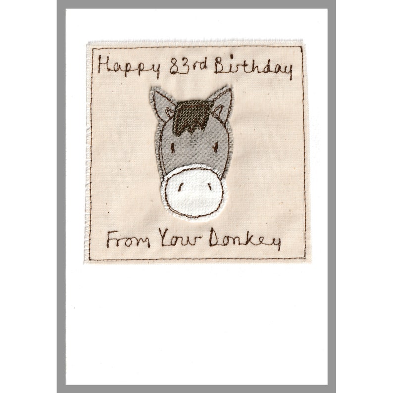 Personalised Embroidered Horse Card Pony Birthday Card For Girl Or Boy Birthday Card From The Horse Horse Lovers Card Thank You Card Grey horse