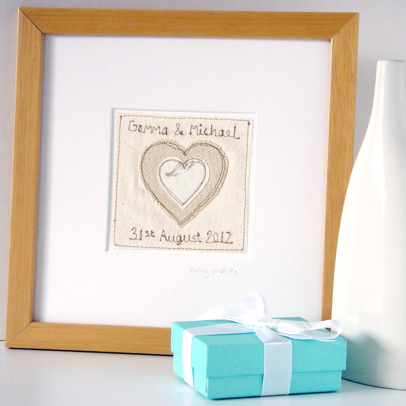 Linen 4th Anniversary Engagement Card Cotton 2nd Anniversary Wedding Anniversary Card Personalised Heart Wedding Card