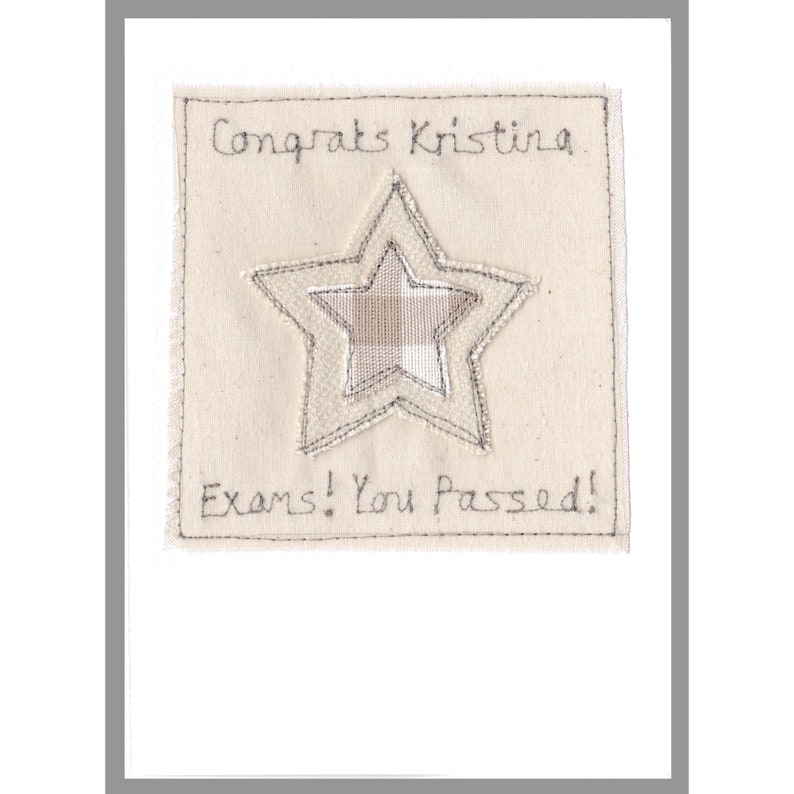 Personalised Embroidered Star Well Done Card Congratulations Card For Passing Exams, Graduation, New Job, Qualifying You're A Star Card image 4