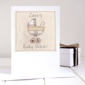 Personalisierte gestickte Babypartykarte für Mädchen, Jungen, Geschlechtsneutral - Glückwünsche zur Schwangerschaft - Unisex-Babykarte - Mutter als Andenken