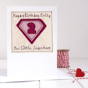 Carte d'anniversaire personnalisée super-héros brodée pour super maman, grand-mère, fille, petite-fille, soeur, tante, femme, petite amie, elle