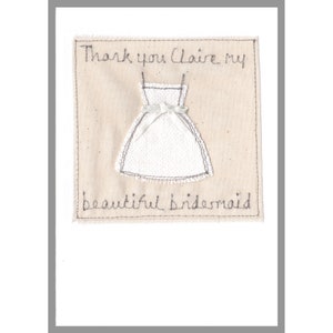 Personalised Embroidered Thank You Card For Bridesmaid, Flower Girl, Maid Of Honour Will You Be My Bridesmaid Card Bridesmaid Dress Card image 2