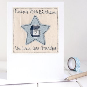 Tarjeta de estrella bordada personalizada para abuelo, abuelo, abuelo, papá - Tarjeta de cumpleaños - Primer cumpleaños como mi abuelo - Tarjeta del Día del Padre