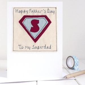 Tarjeta de superhéroe bordada personalizada para él - Tarjeta de agradecimiento para maestro - Tarjeta del día del padre para súper papá o abuelo - Tarjeta del día de San Valentín