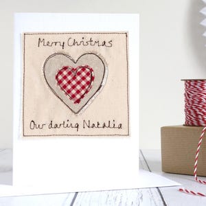Biglietto di Natale personalizzato con cuore ricamato per figlia, nipote, mamma, nonna, moglie, fidanzata - Biglietto di Natale per il primo anno delle neonate