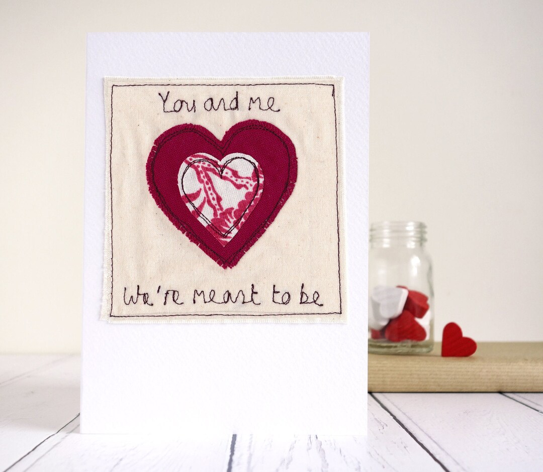 Personalised Embroidered Love Heart Card - Romantic Valentines Day Card ...