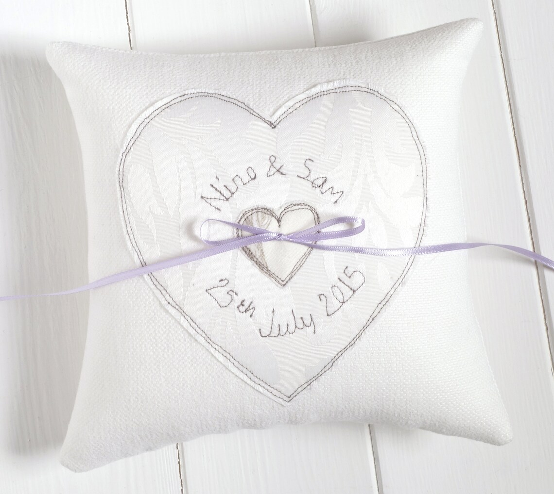 Personalised Wedding Ring Pillow Embroidered Wedding Ring Etsy