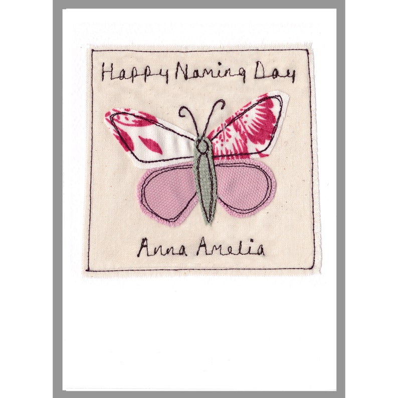 Personalised Embroidered Butterfly Card For Birthday, Mother's Day, Baby Shower, Thank You Birthday Card For Girls, Mum, Grandma, Daughter image 3