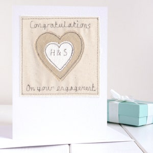 Carte de fiançailles brodée personnalisée - carte de fiançailles - carte de félicitations pour fille, fils, fiancé, fiancée, couples, amis