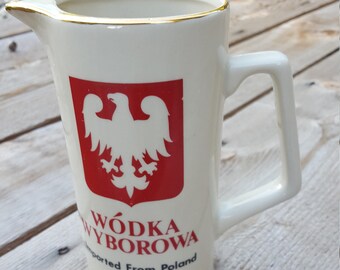 VINTAGE Mug / Wodka  Wyborowa Stein / Mug Mancave Decor / Vodka / Pitcher / Gold Rimmed Mug / Gift for Him